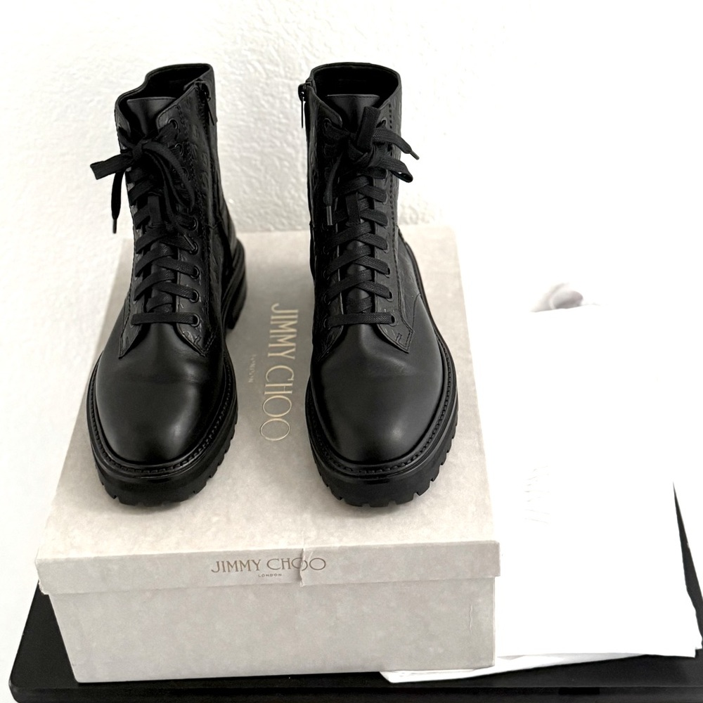 Jimmy Choo Black Lace-Up Boots